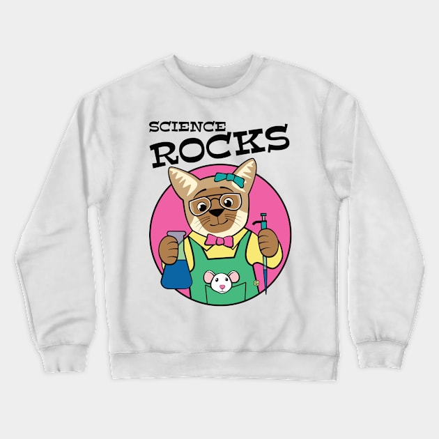 Science Rocks Siamese Cat Crewneck Sweatshirt by Sue Cervenka